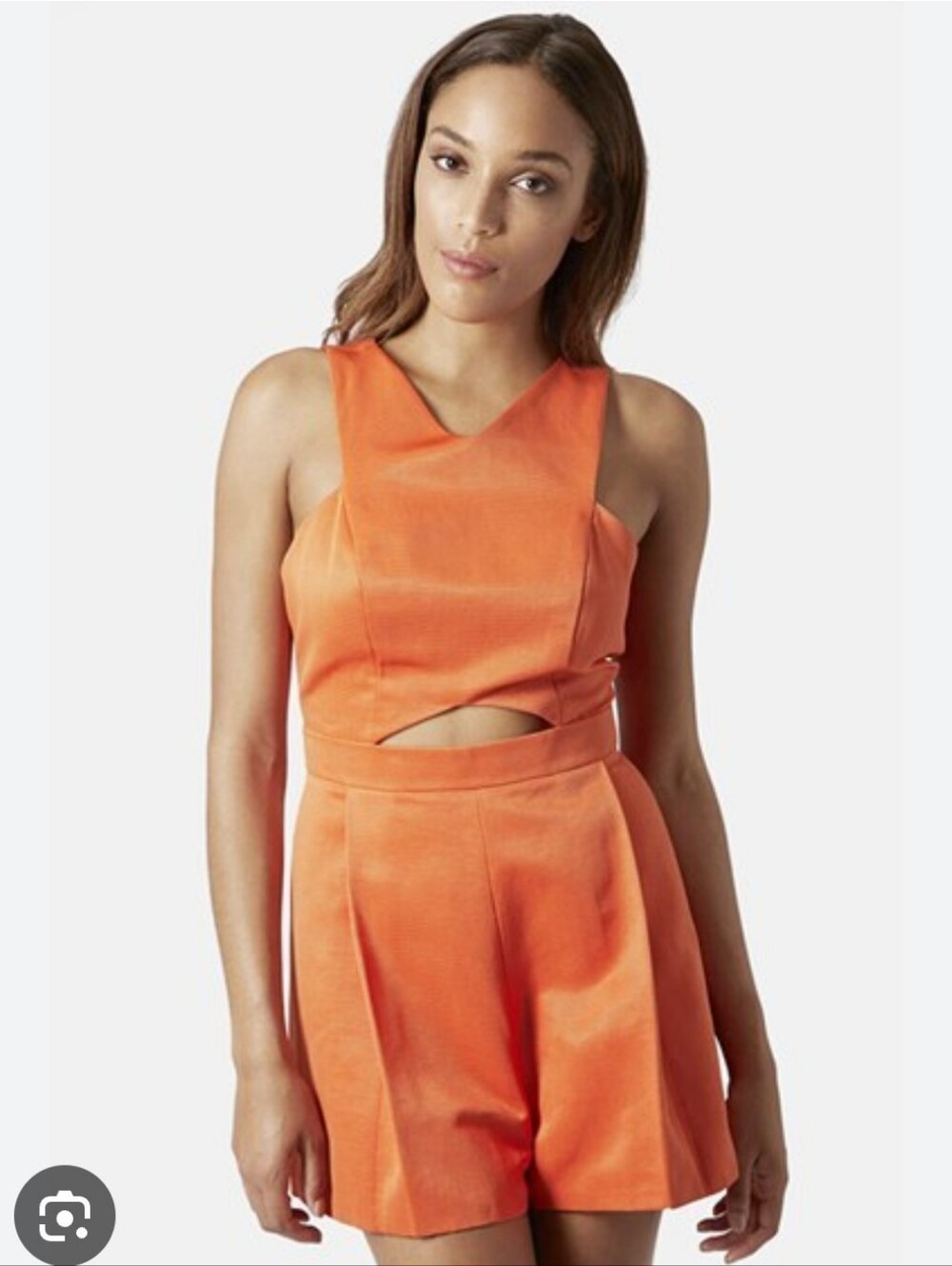 Topshop Orange Cutout Sleeveless Orange Romper Size 4 (XS)